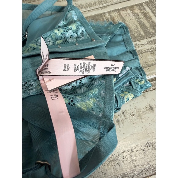 Victoria's Secret Dream Angels Corset Bustier Teal Lace Floral Boning Cups B80 M - Picture 5 of 6